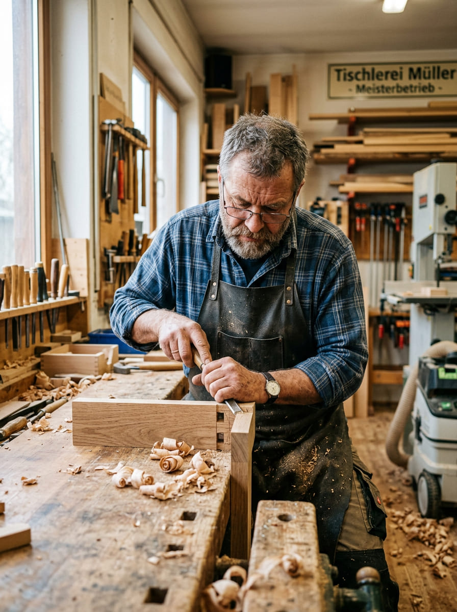 Handwerker von Dieter Schleh Wohnkreationen bei der präzisen Arbeit